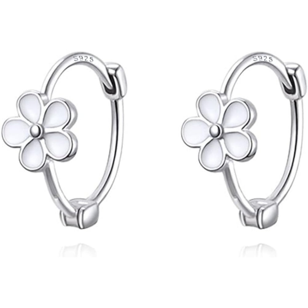Women Solid 925 Sterling Silver Daisy Hoop Cartilage Helix Earrings